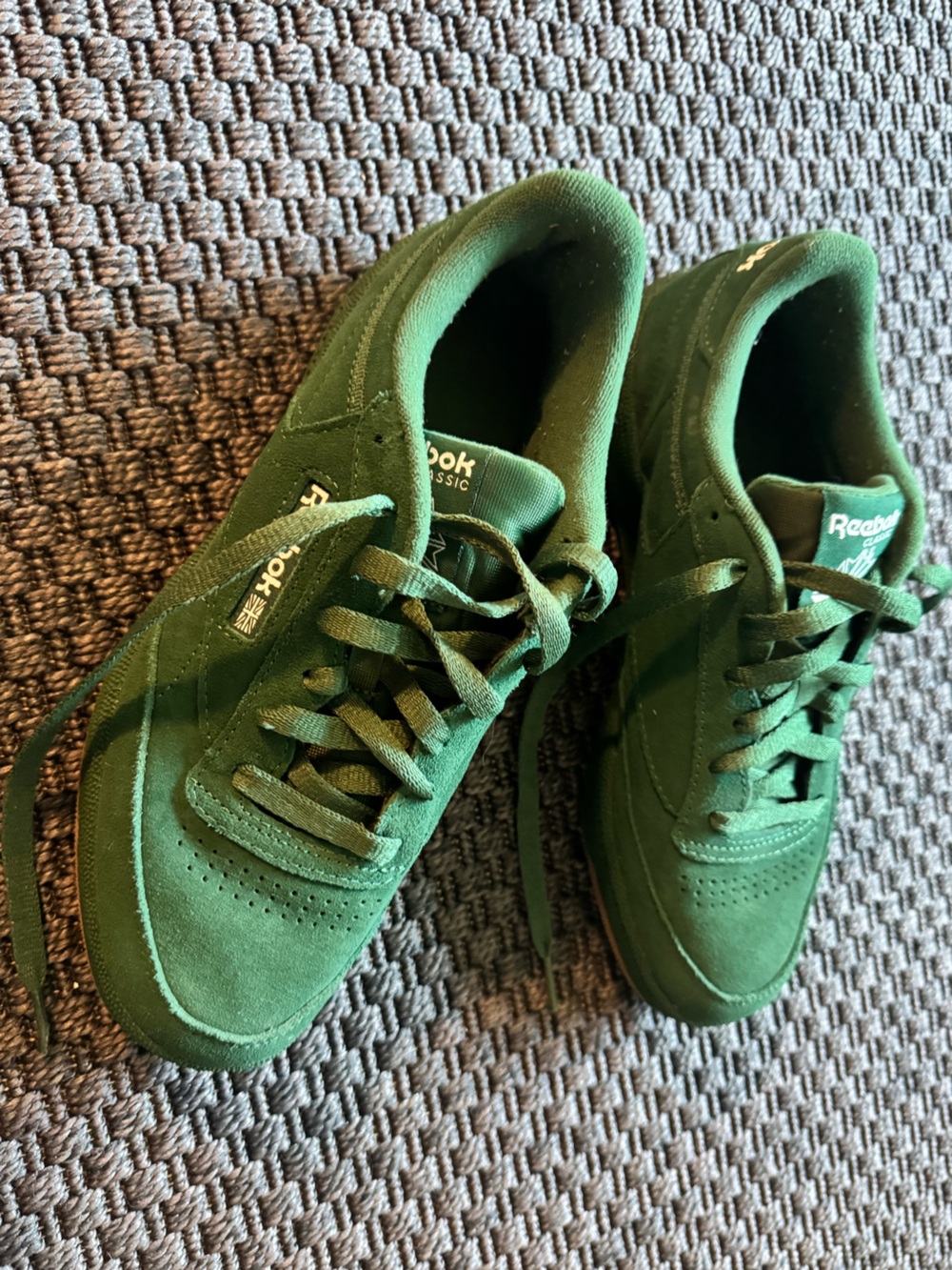 Reebok Green Suede Low-Top Sneakers